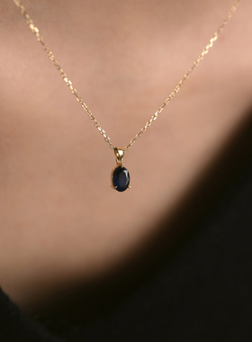 925银镀18K金黑锆石吊坠锁骨链女