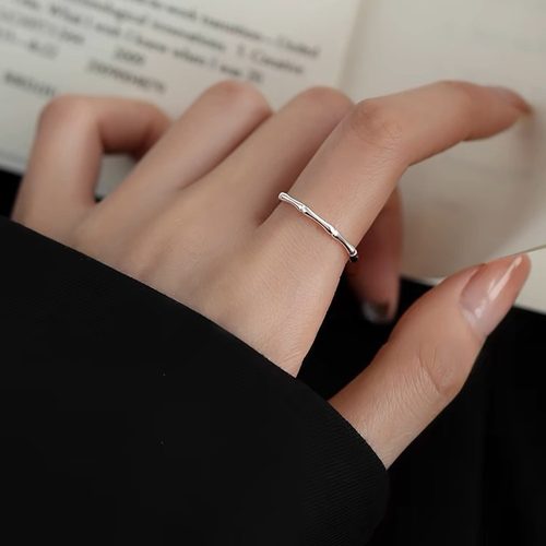 s999纯银竹节戒指女简约素圈指环