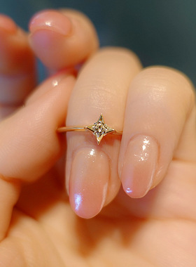 镶嵌钻锆石极细单钻戒指尾戒指环