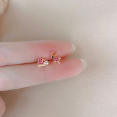 ROMANTIC通体S925纯银镀金圣诞鹿角耳钉女迷你简约百搭学生耳环