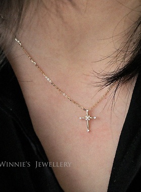 温柔风迷你十字架项链锁骨链