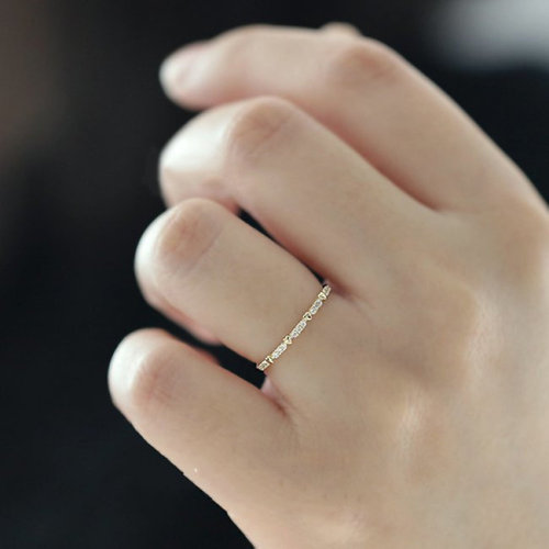 925纯银镀14K金戒指女日韩简约