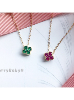 彩钻四叶草幸运草项链女简约