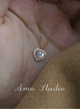 925银镀金贝壳爱心吊坠项链女