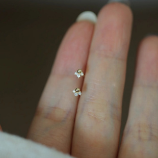 ROMANTIC925纯银甜美迷你小鱼尾耳钉小巧隐形精致叠戴简约耳饰品