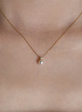 高级感珍珠吊坠项链女极简锁骨链