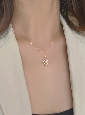 珍珠闪钻锁骨项链女高级设计感