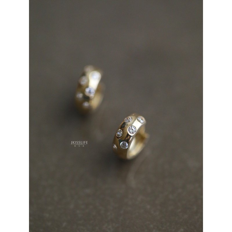 ROMANTIC925纯银镀14K金推荐～闪闪vintage气质耳环耳扣时髦耳钉