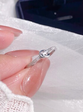 s925纯银闪砂打结戒指女指圈