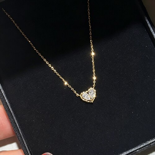 纯银爱心吊坠项链锁骨链女甜美