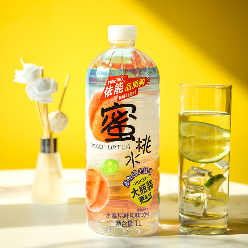 依能蜜桃水 蜜柠水1l*12大瓶整箱500ml*24轻乳酸混合饮料果味饮品