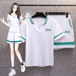 女装 套装 2026新款 女士时尚 胖mm遮肉显瘦洋气运动服两件套 夏装 大码