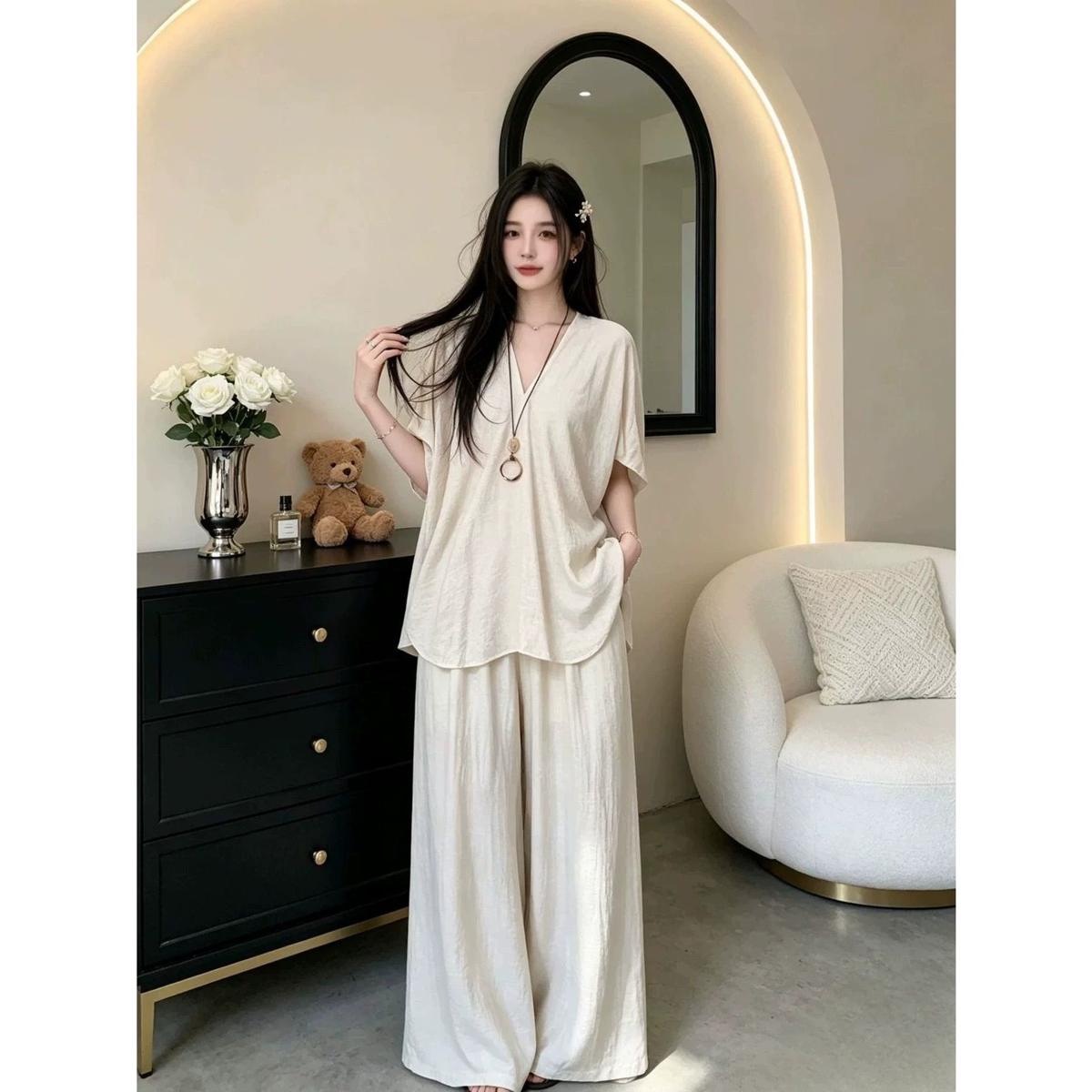 大码女装夏季禅意宽松裙裤两件套