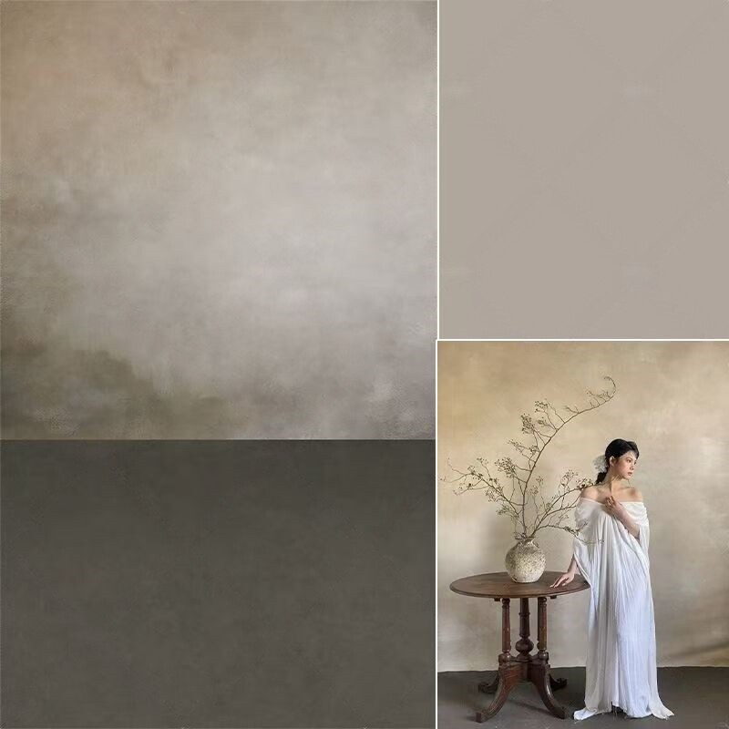 新中式婚纱写真拍摄复古摄影油画背景布诧寂风禅意影楼室内背景纸