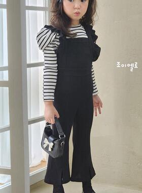 2024秋季韩国代购正品童装gioiello女童宝宝百搭修身黑色背带裤