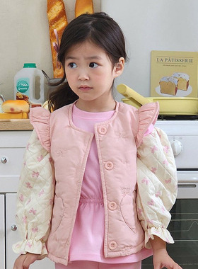 2024秋季韩国童装正品代购gioiello女童公主时尚飞肩百搭马甲外套