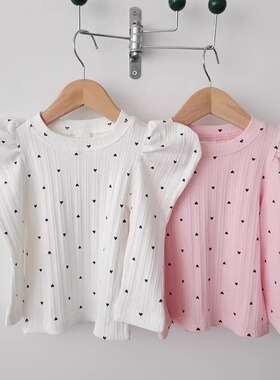 2025春季韩国正品童装gioiello女童时尚公主爱心纯棉打底长袖T恤