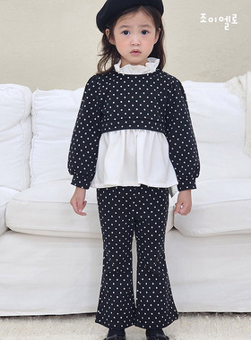 2024秋季韩国代购正品童装gioiello女童宝宝淑女时尚小圆点套装