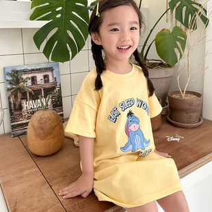 2024夏款韩国正品童装Dsaint女中大童公主卡通休闲短袖纯棉连衣裙