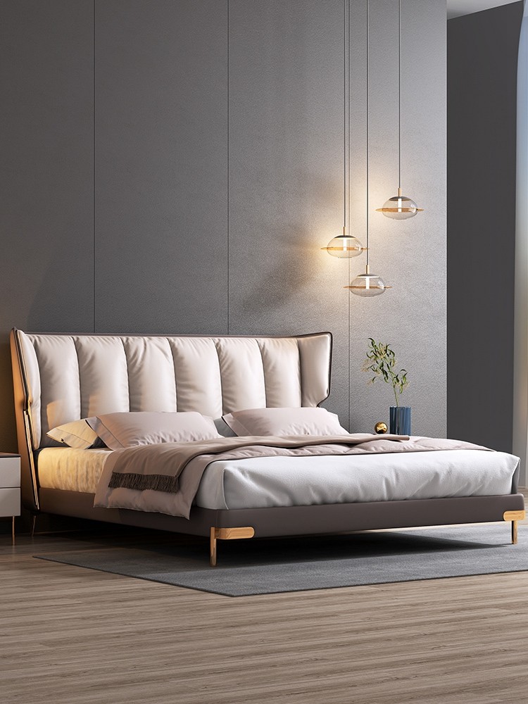 索菲亚主卧大床现代轻奢2022新款高端大气网红皮艺床现代简约真皮