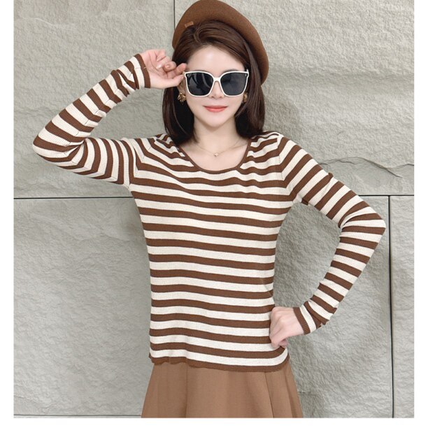 【断码捡漏】圆领条纹长袖打底遮肉内搭时尚织打底衫X2C311236