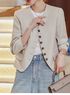 小香风西服2026新款短款外套职业感女款气质洋气黑色休闲X2C31124