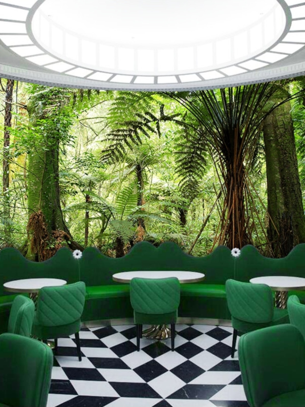 绿色森林大自然风景壁纸餐厅主题房间墙布3d立体延伸空间背景墙纸