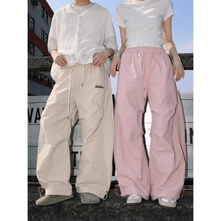 粉色速干冲锋裤男女夏季薄款美式户外登山伞兵裤子爵士舞阔腿裤