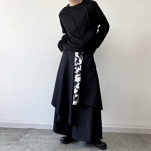 黑武士新中式裙裤暗黑系