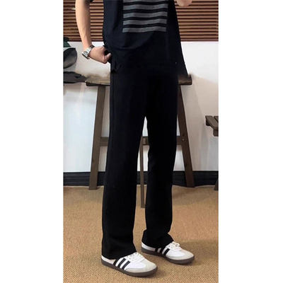 黑色517弯刀西裤男夏季