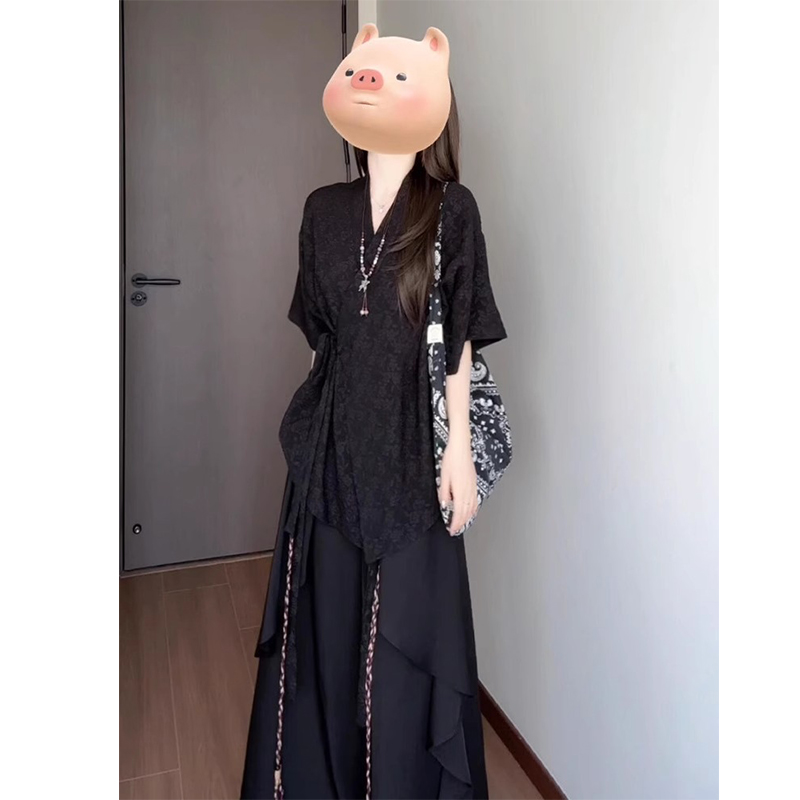 山本风暗黑叠层不规则裤裙大码