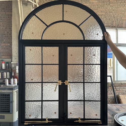 复古拱形平开窗户钢化玻璃铝合金
