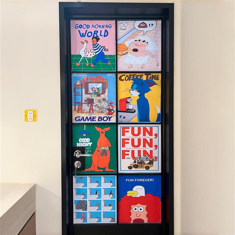防偷窥玻璃门贴客厅卧室油画布