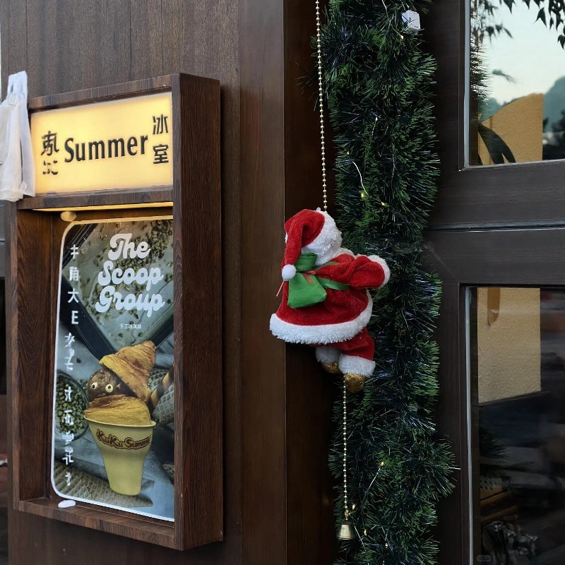 圣诞节装饰圣诞老人爬绳挂件挂饰店铺橱窗氛围感场景布置拍照道具