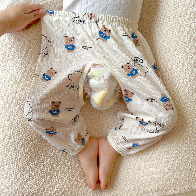 宝宝防蚊裤夏季薄款舒适透气开裆裤戒尿不湿儿童叉叉裤外穿婴儿