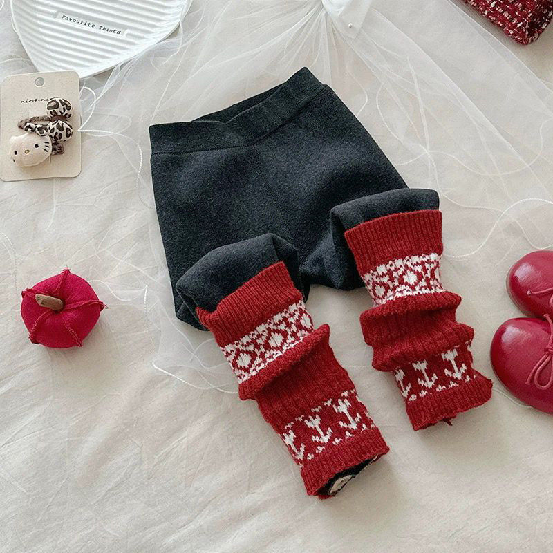 秋冬宝宝加绒加厚女童打底裤2026儿童一体绒堆堆袜保暖百搭打底裤