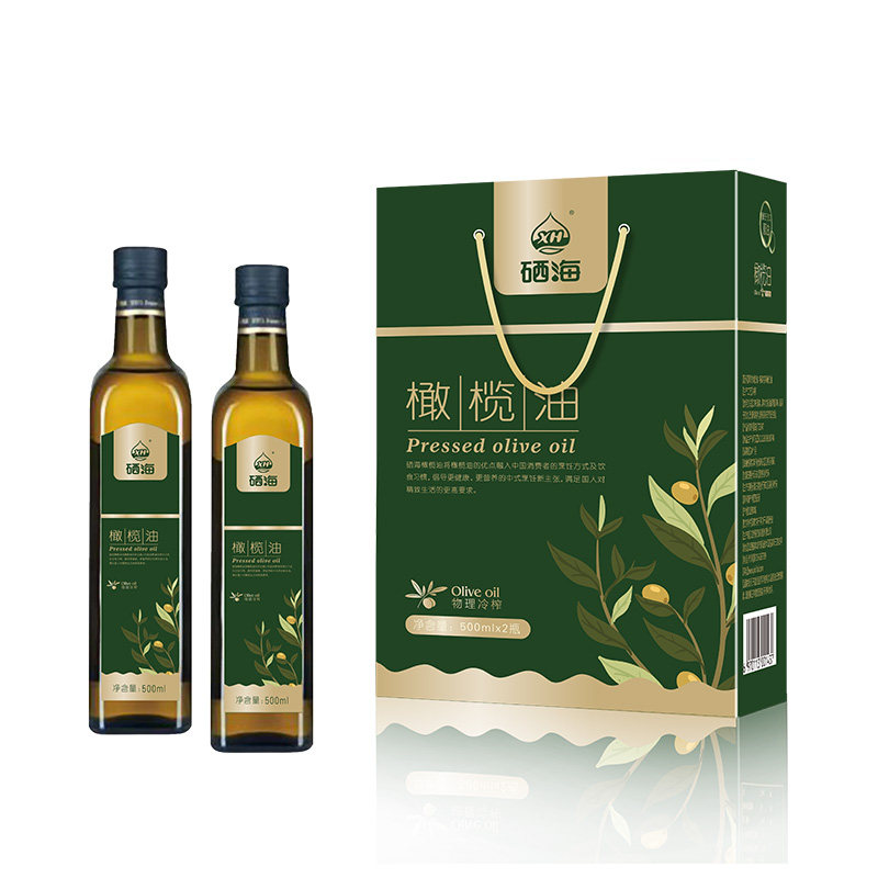 硒海橄榄油礼盒500ml*2瓶 进口西班牙原油物理压榨健康食用油送礼