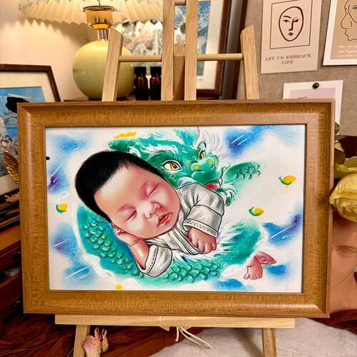胎毛画定制满月百天纪念礼物