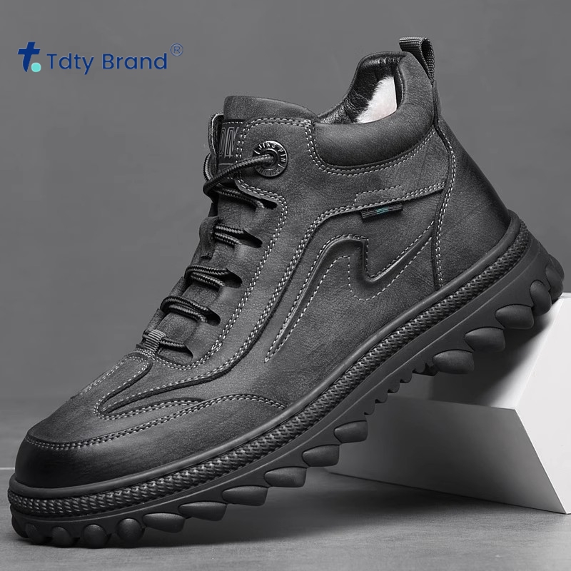 男棉鞋真皮羊毛加绒加厚高帮休闲