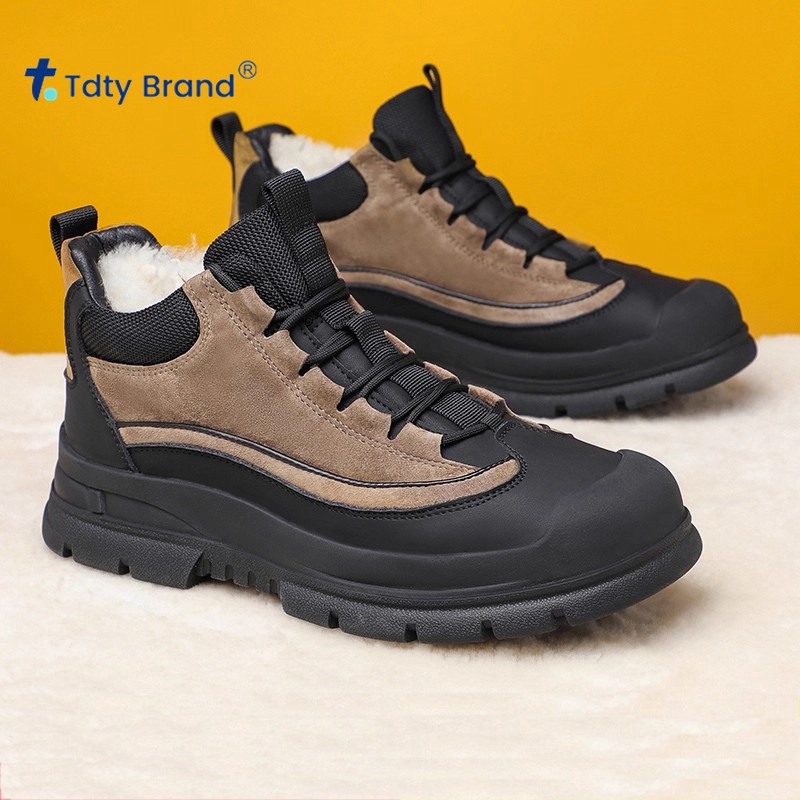 棉鞋男冬新款皮毛一体保暖雪地靴