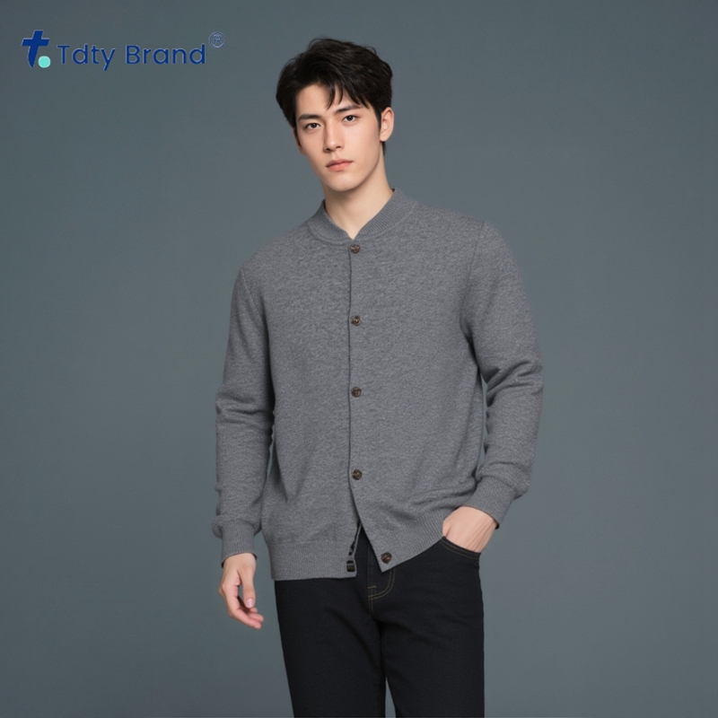 秋冬新款男士加厚羊毛开衫棒球领