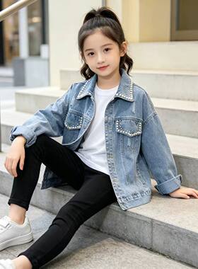 女童牛仔外套秋装2026新款春秋
