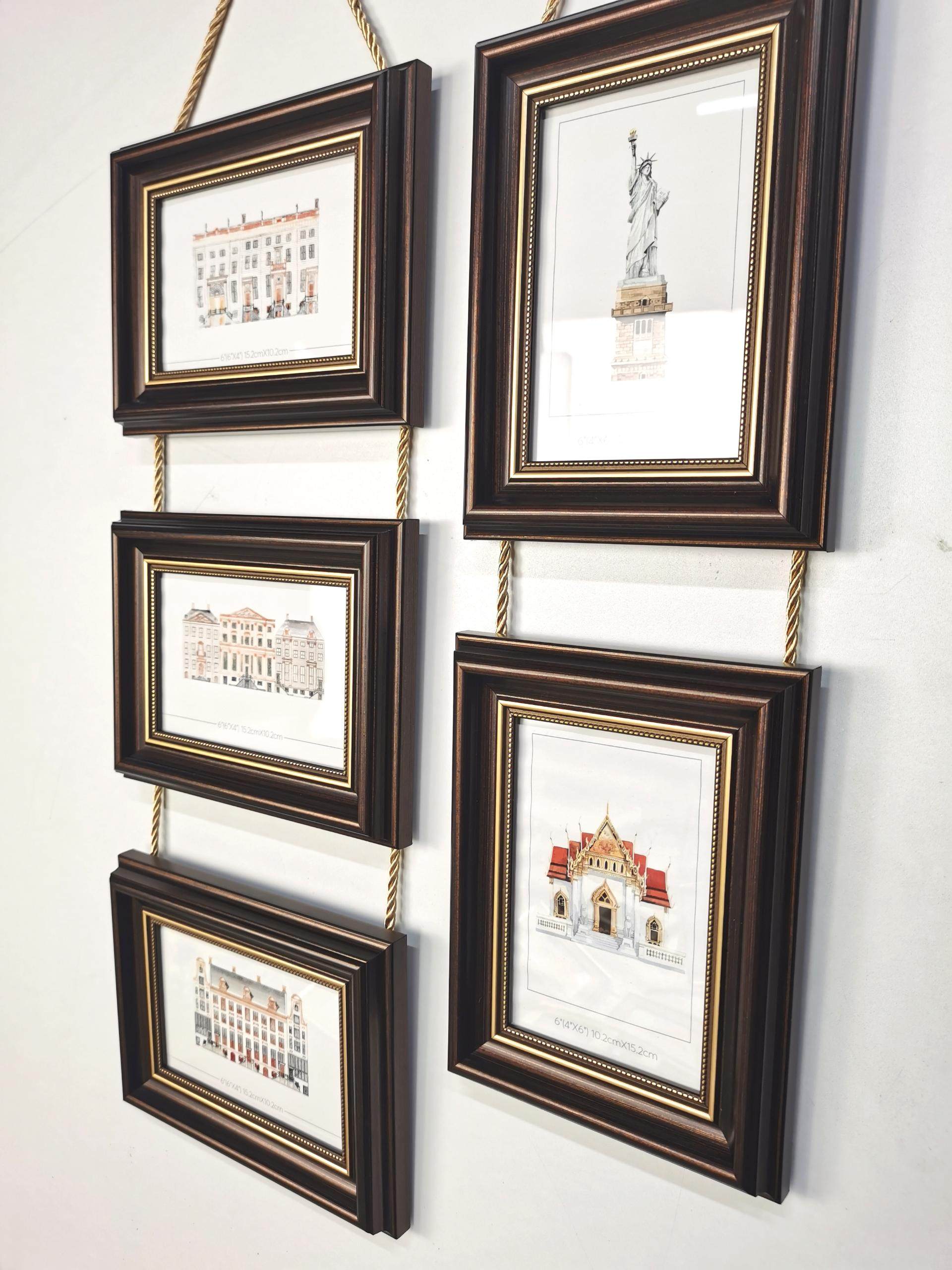 欧式创意孔雀蓝麻绳框串联相框影楼儿童相片墙挂墙免打孔照片框,家居饰品,现代装饰画,淘宝优惠券,粉丝福利购,淘宝优惠卷