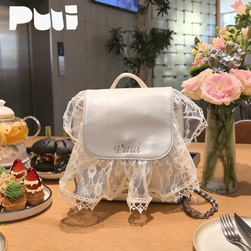 puui原创生活新款双肩包大容量蕾丝少女心背包个性艺术创意婚包