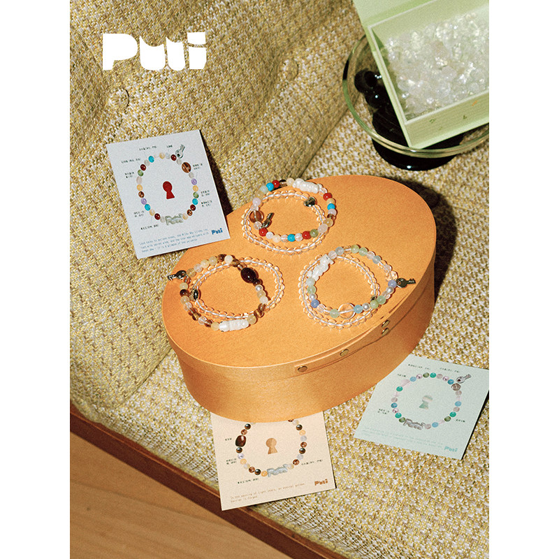 Puui原创新款天然水晶石手链双链ins风女高级感设计精致日常礼物