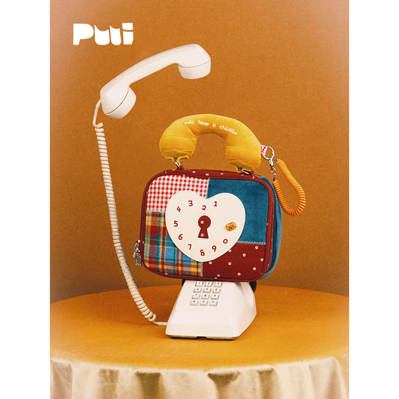 puui噗又原创复古电话机女士外出便携化妆包出差旅行可爱洗漱包
