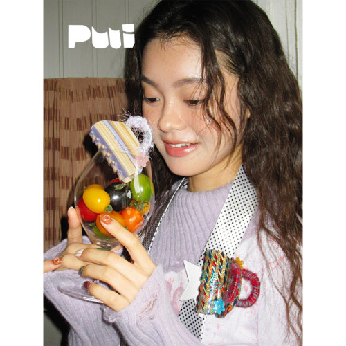 puui噗又玻璃糖纸系列秋冬毛线可爱个性女生发饰发卡鲨鱼夹抓夹