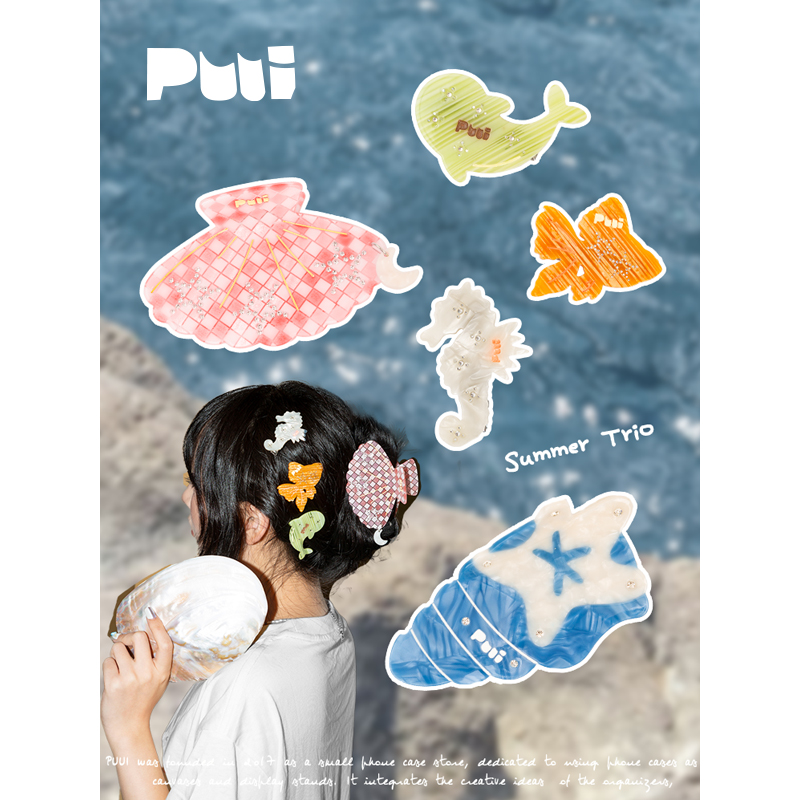 Puui原创设计可爱发饰小众质感抓夹2025新款发卡抓夹边夹鲨鱼夹