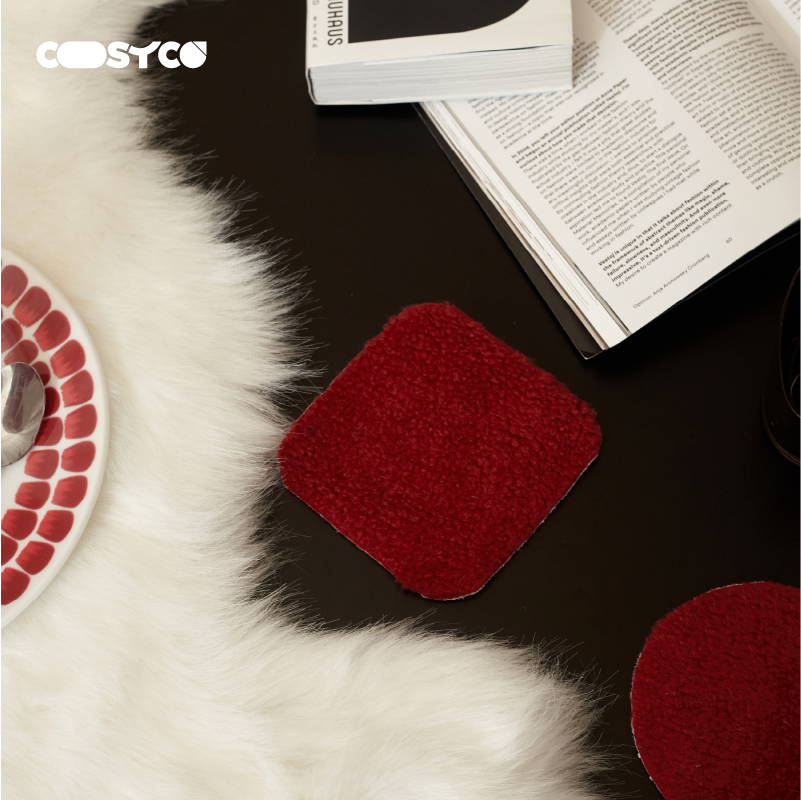 COSYCO蒙德里安毛绒杯垫轻奢纯色简约创意防滑餐桌隔热杯垫隔热垫