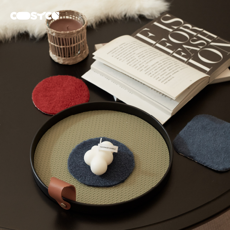 毛绒复古纯色防滑餐桌隔热吸水垫